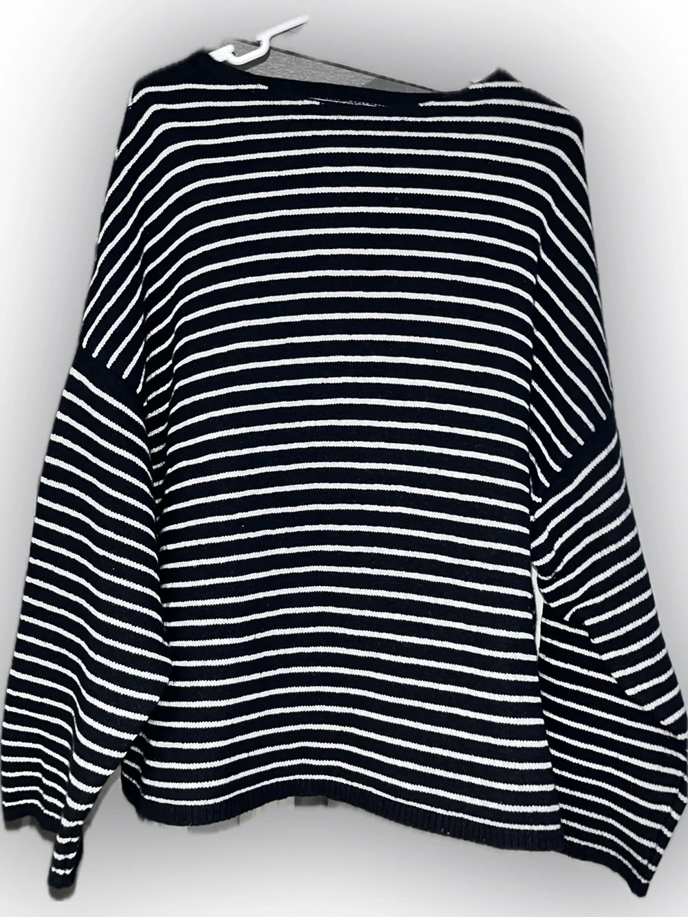 Classic Navy and White Striped oversized unisex lrg all saints boxy fit Sweater